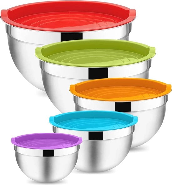 Set di 5 contenitori in acciaio inossidabile con coperchi stagni