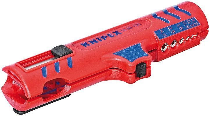 KNIPEX 16 85 125 SB Utensile spelacavi universale per cavi rotondi da 8 13 mm con lama telescopica e guida integrata colore Nero