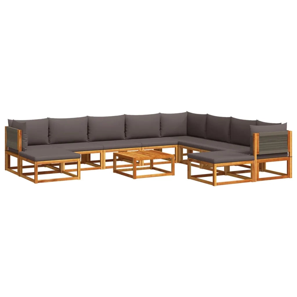 Set di divani da giardino 11 pz con cuscini in legno di acacia e corda 3278837