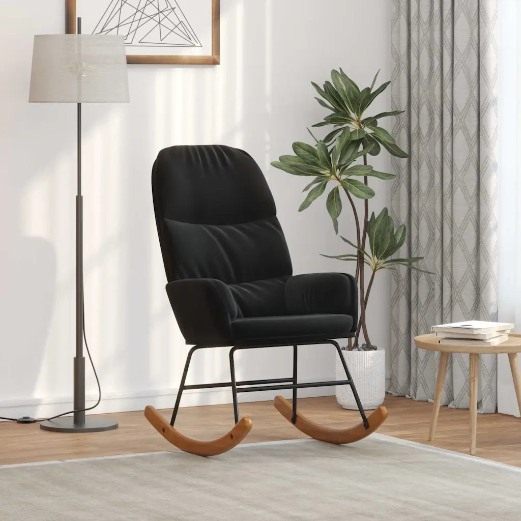 Sedia a Dondolo Nera in Velluto 4102627