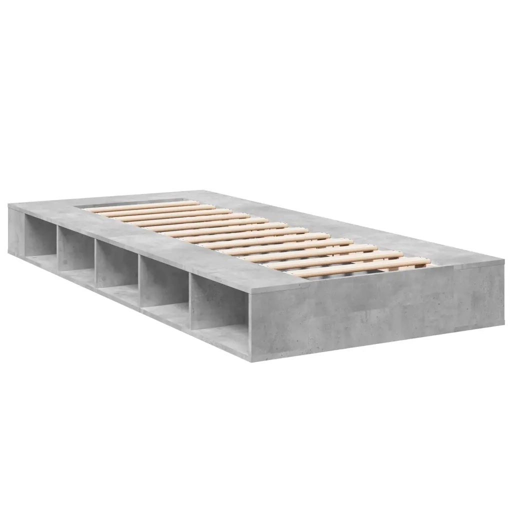 Letto singolo | Letto per adulti | Giroletto Grigio Cemento 90x190 cm in Legno Multistrato