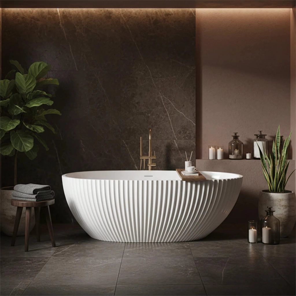 Vasca Da Bagno Freestanding In Acrilico Carmen 170 Copritappo bianco