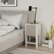Comodino Ema anta ribalta 30x30x55h colore bianco tortora