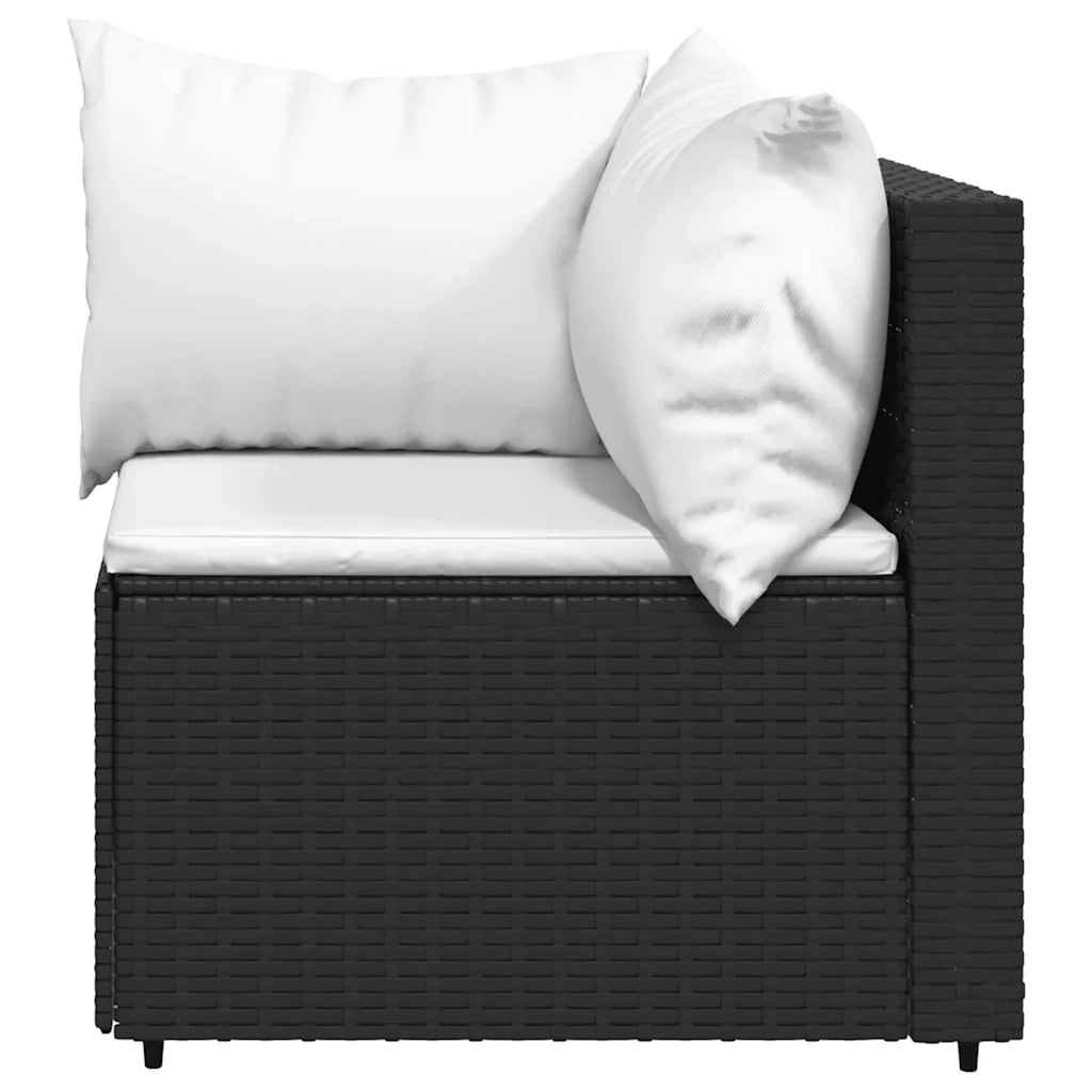 Set Divani da Giardino 3 pz con Cuscini Nero in Polyrattan 319731