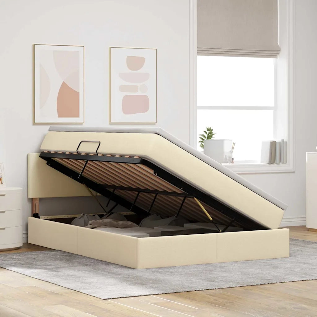 Letto con contenitore e materasso Crema 140 x 190 cm 3370447