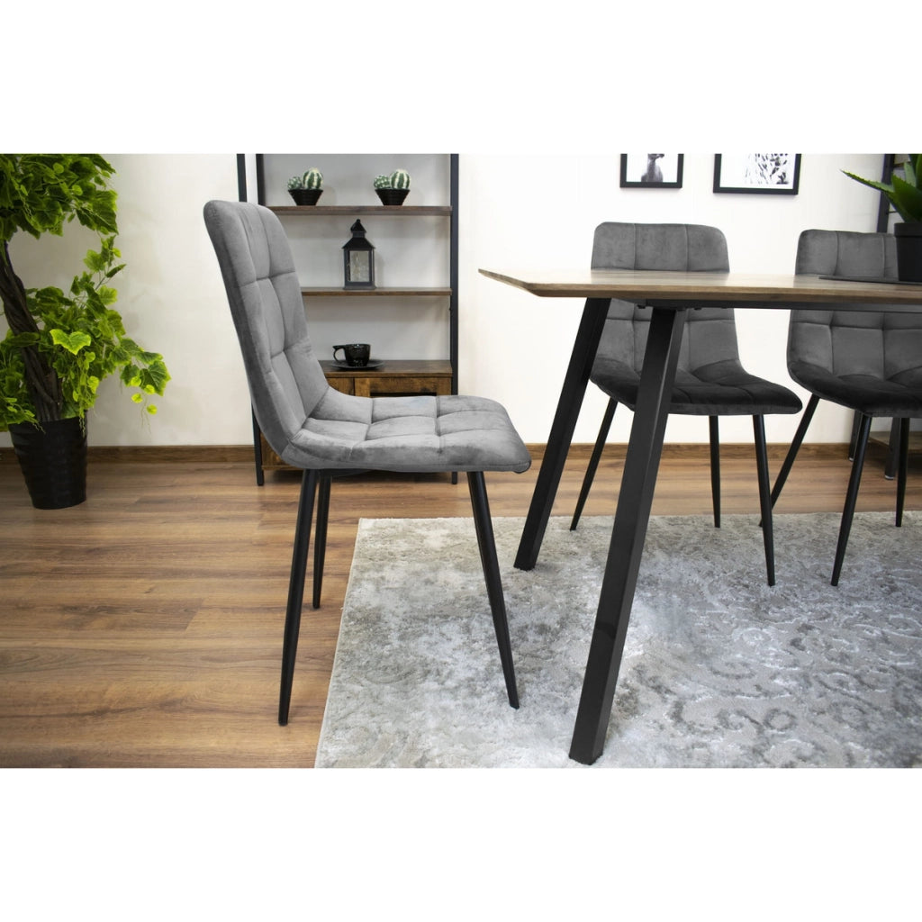 Set di 3 Sedie Kara in Velluto Grigio Antracite