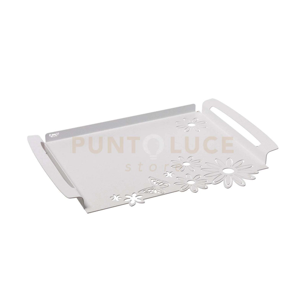 vassoio piccolo margherite Bianco marmo in Ferro 37x26cm