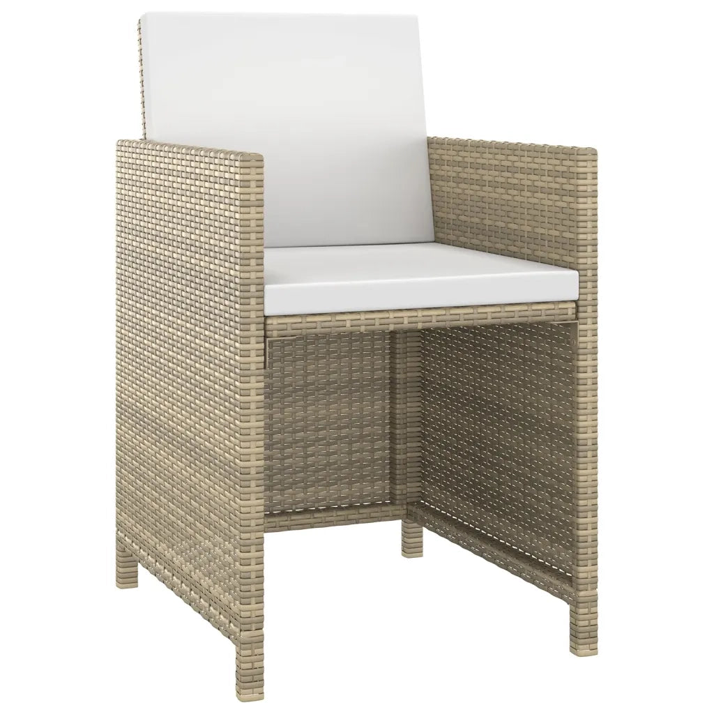 Set da Pranzo da Giardino 5 pz con Cuscini Beige in Polyrattan 3095501