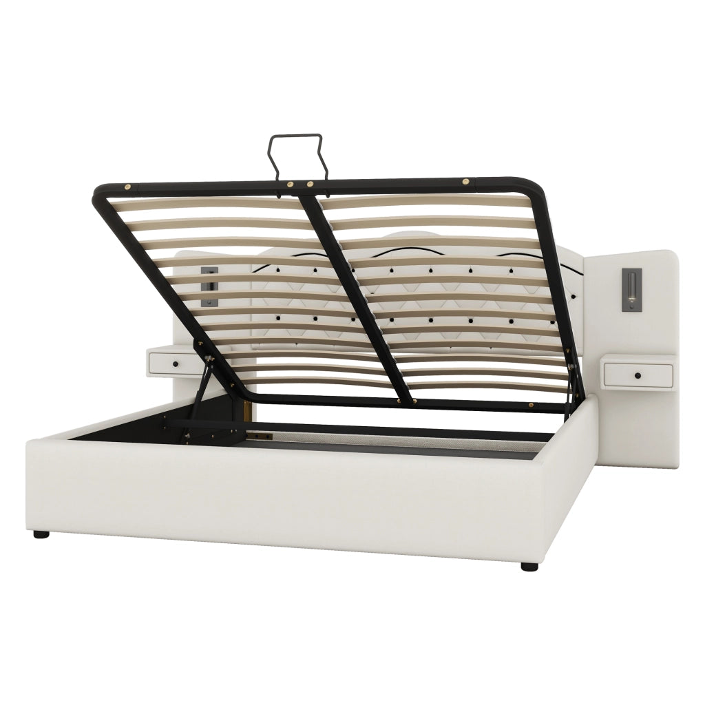 letto imbottito lino beige 180 x 200 cm