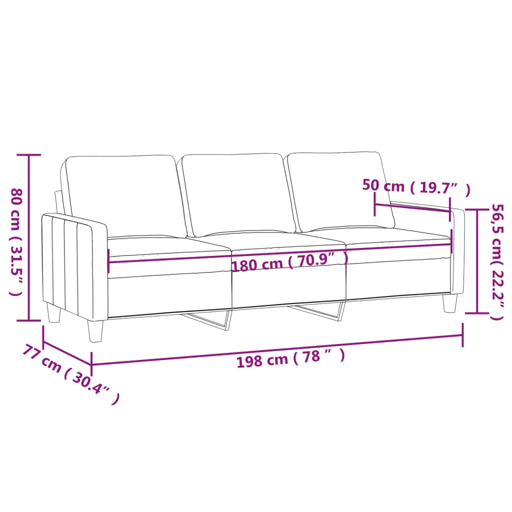 Divano a 3 Posti-Sofa 3 Posti Crema 180 cm in Similpelle 287574
