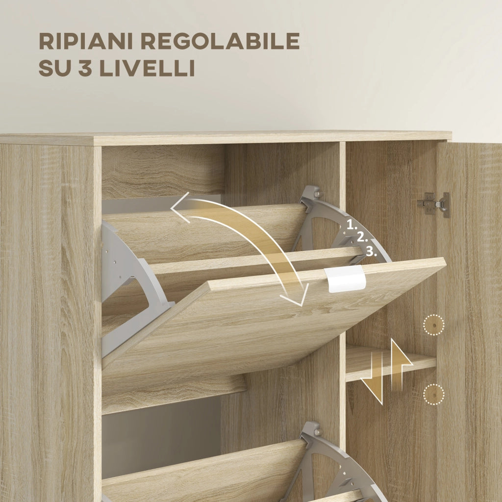 Armadio Scarpiera con Specchio e Cassetti ¨C Minimal ¨C Rovere 82x30x168cm