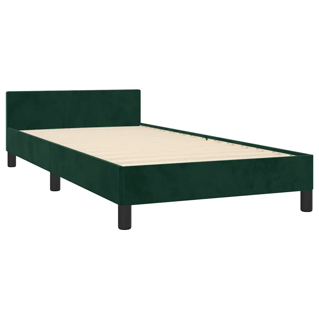 Letto singolo | Letto per adulti | Giroletto senza Materasso Verde Scuro 90x200 cm in Velluto