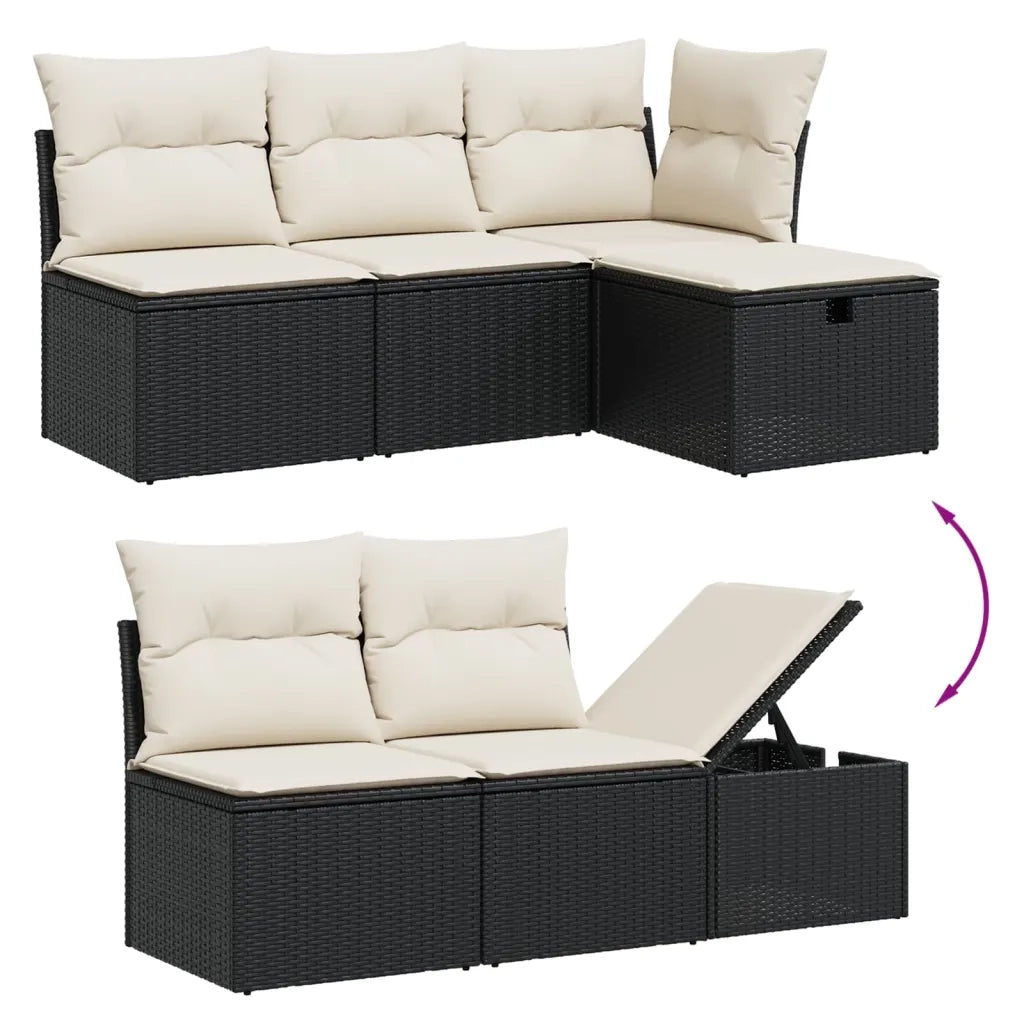 Set Divani da Giardino con Cuscini 7pz Nero Polyrattan 3264724