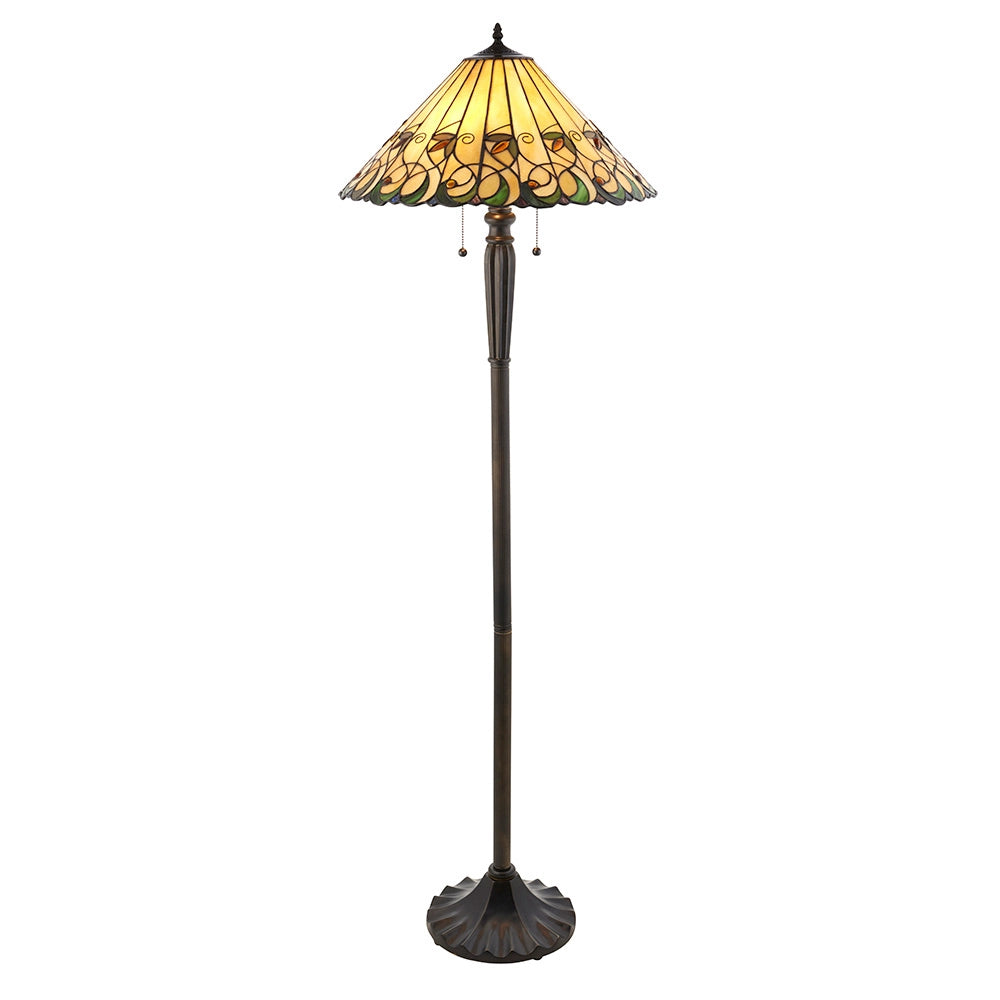 Lampada da terra Tiffany Jamelia, vetro ambra 2xE27
