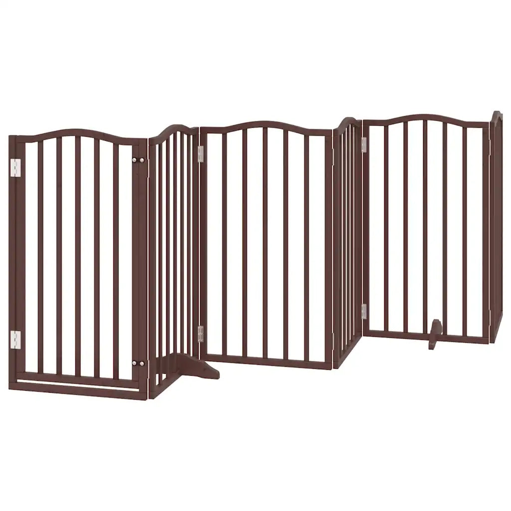 Cancello Cani Porta Pieghevole Marrone 9 Pannelli 450cm Pioppo 3155606