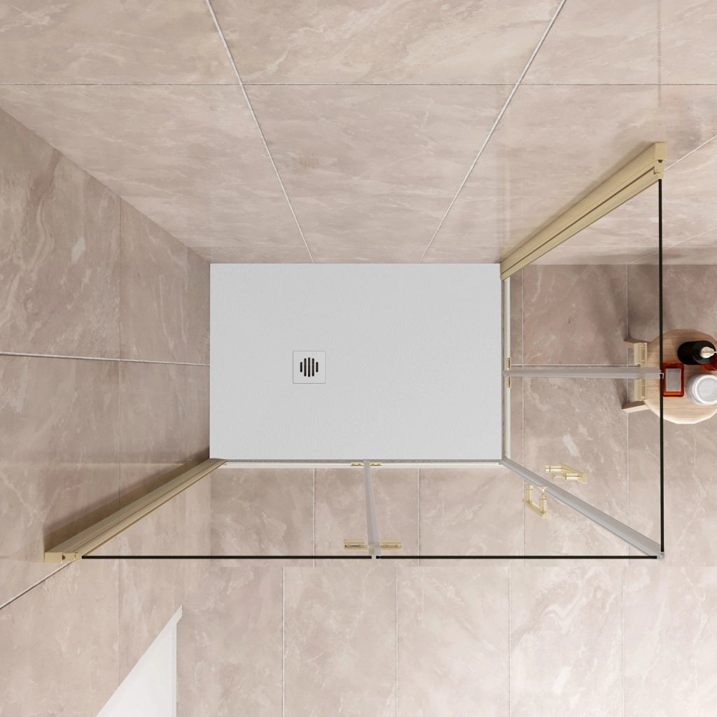 185 cm Box Doccia Angolare 110x120 cm Doppia Porta Battente Pieghevole Vetro Temperato Trasparente 6 mm Anticalcare Telaio Dorato Spazzolato