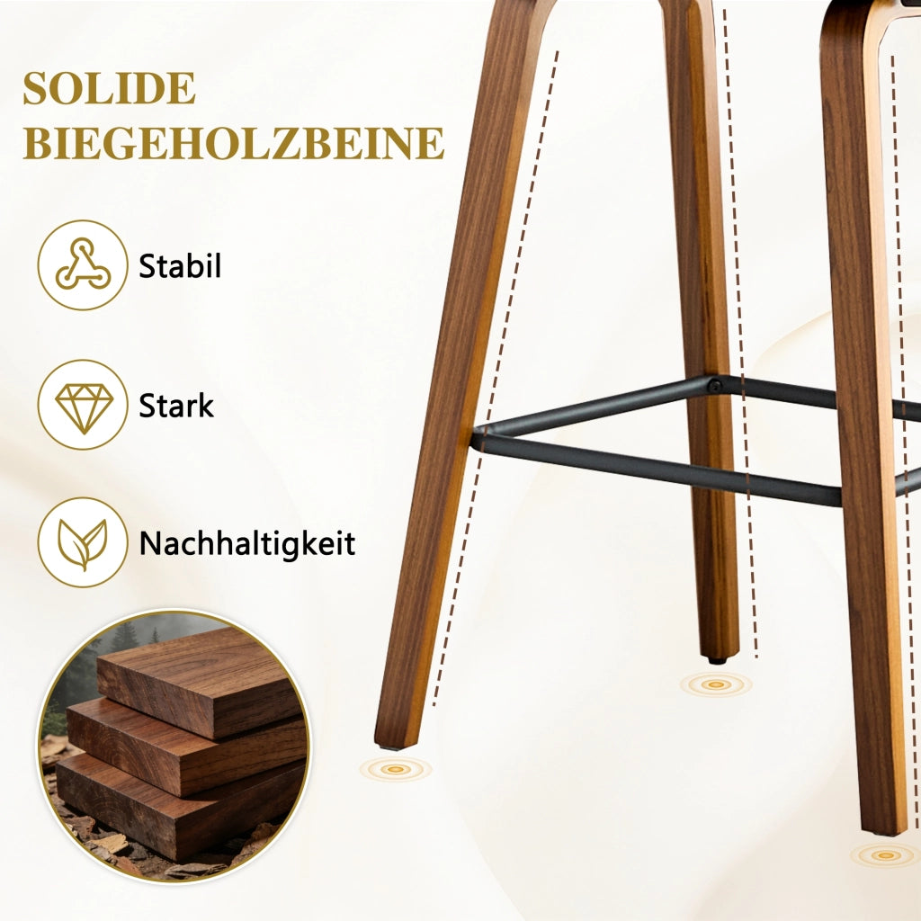 SGABELLO DA BAR Set da 2 pezzi con braccioli, bianco, legno