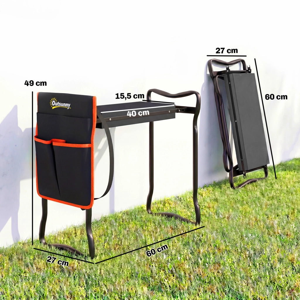 Sgabello Pieghevole da Giardino con Cuscino in EVA e Tasca ¨C Zephmum ¨C Grigio