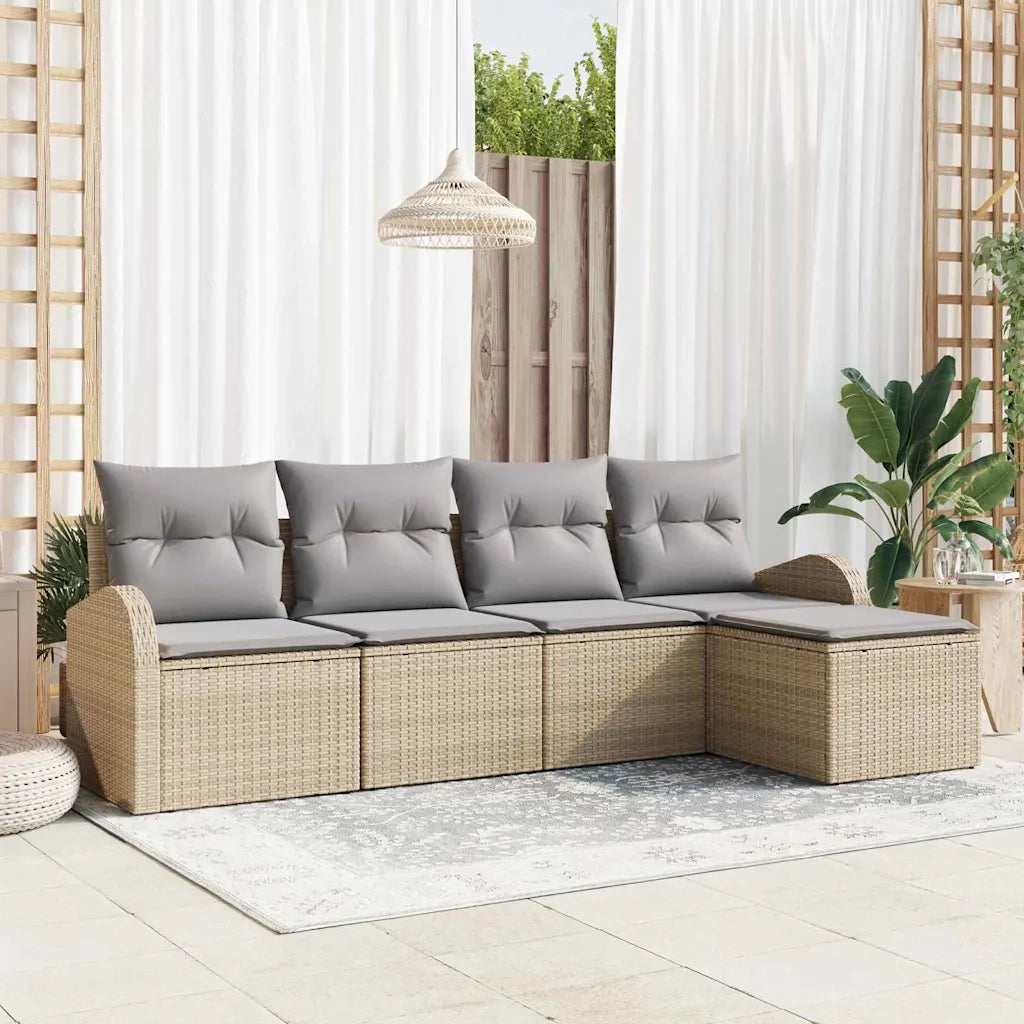 Set Divano da Giardino 5 pcs Beige polyrattan 3346000