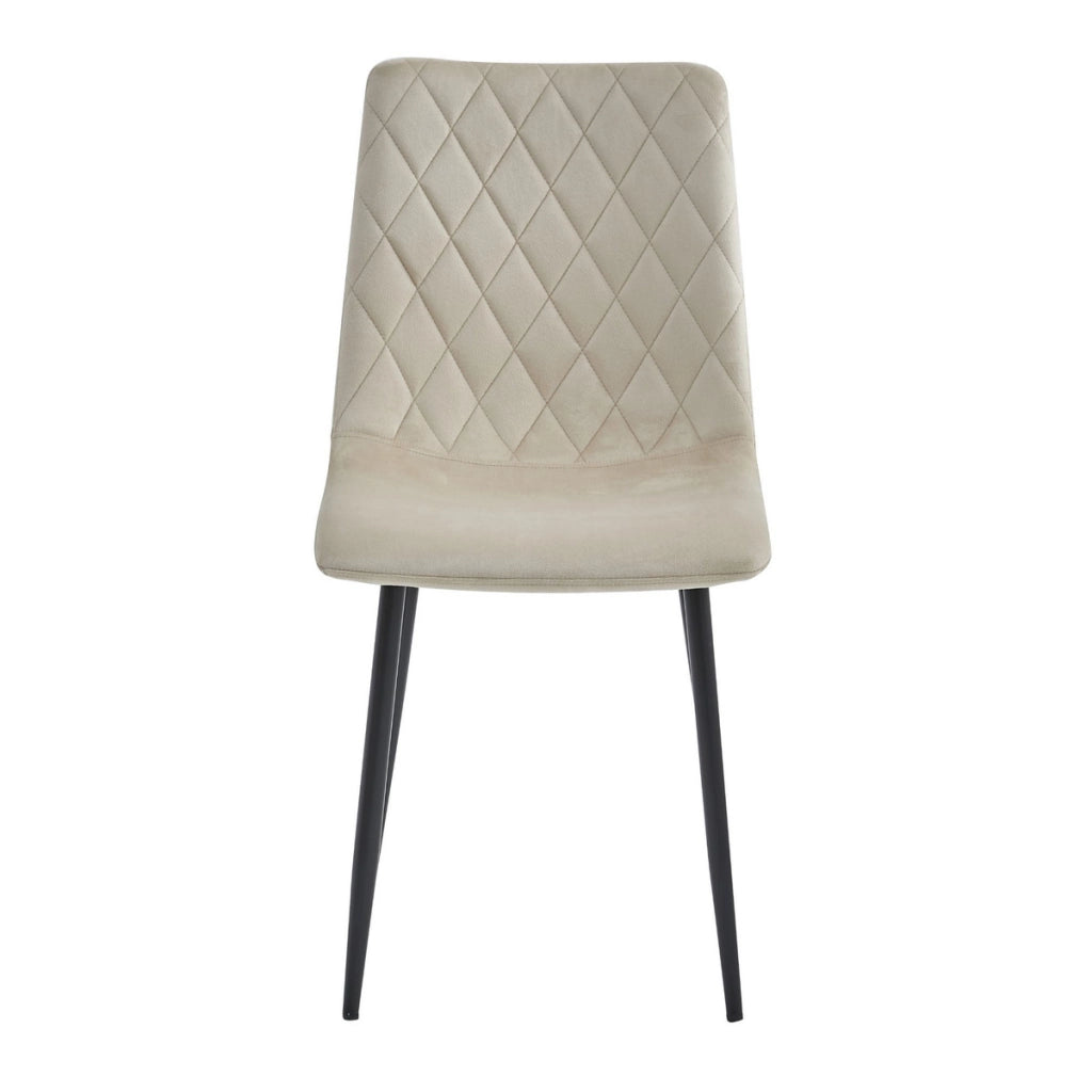 Sedia Turin in velluto beige con gambe in metallo nero