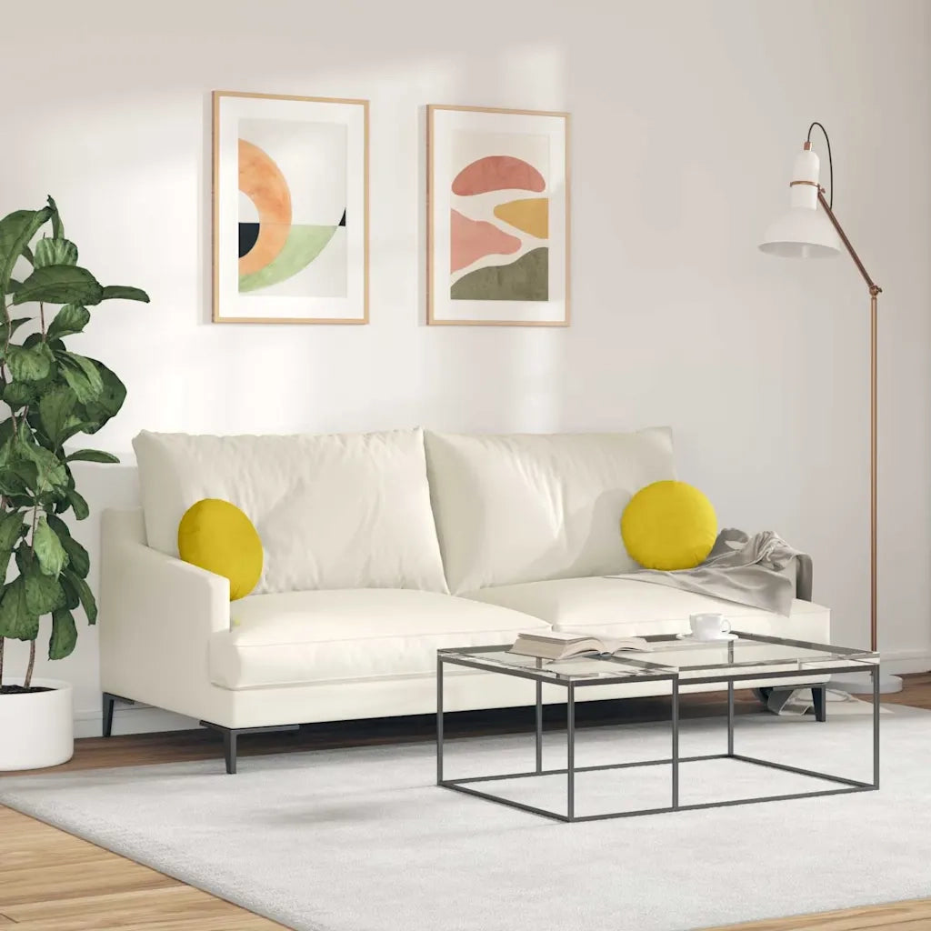Cuscini per Seduta 2 pcs Giallo Ø30 x 13 cm Velluto 42014107