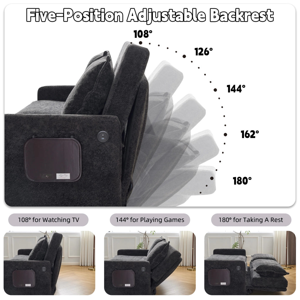 Divano letto con cuscini e USB ¨C zephmum ¨C nero