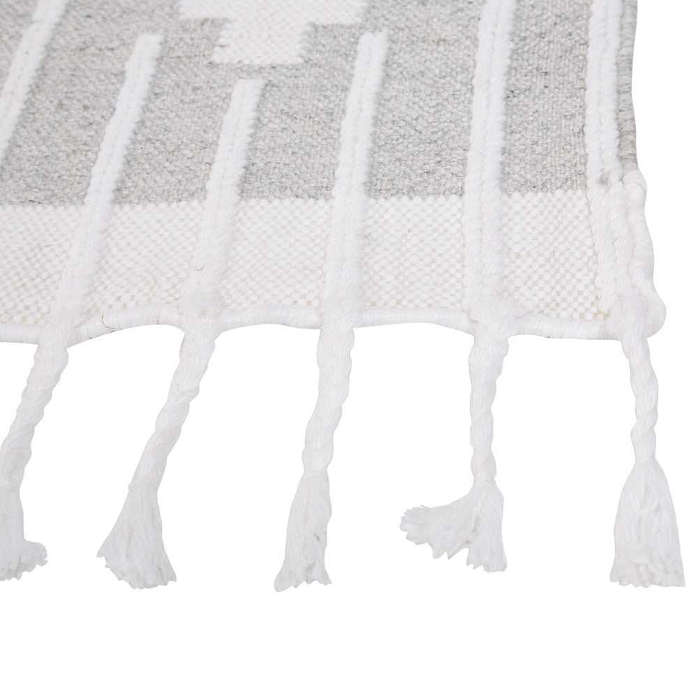 Tappeto grigio e bianco 140 x 200 cm Materiale sintetico Stile indiano per interni e per esterni