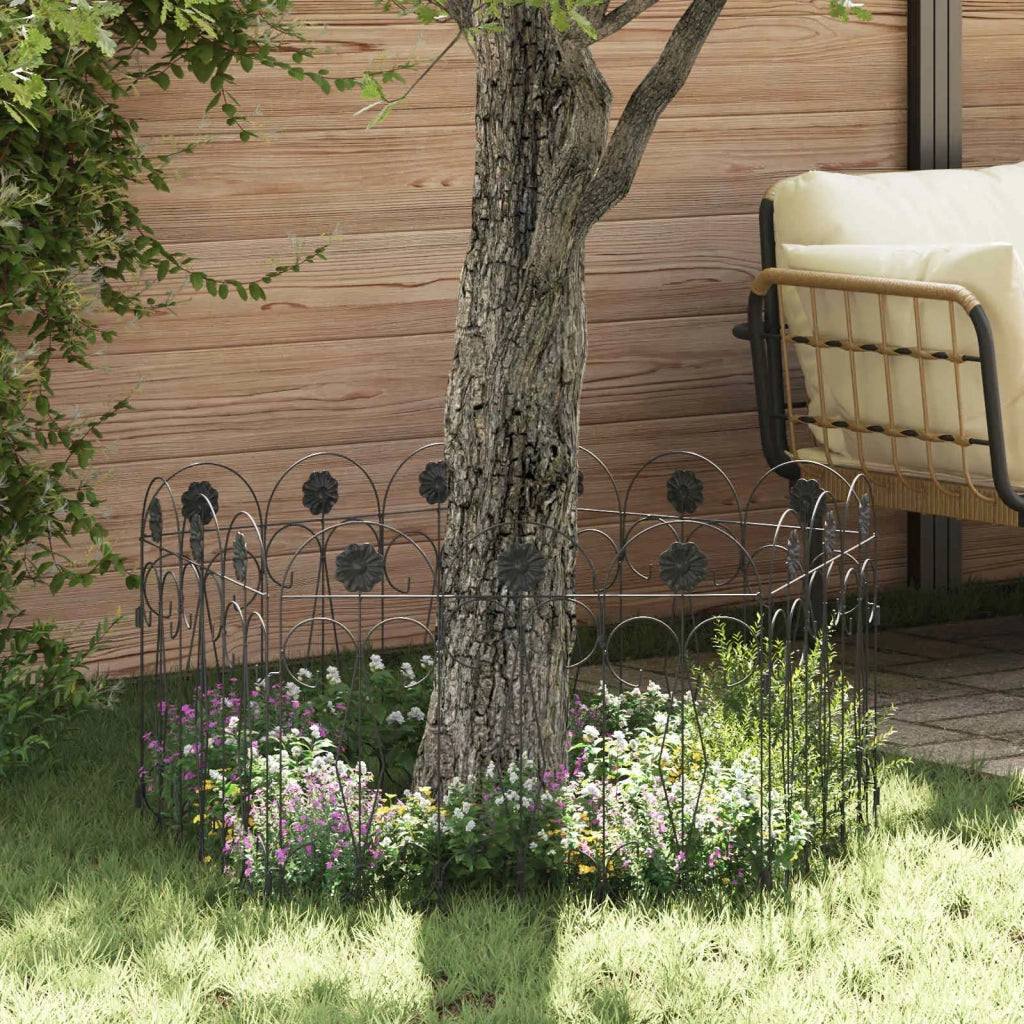 Recinzione per Giardino 5 pcs Nero Acciaio 42021368