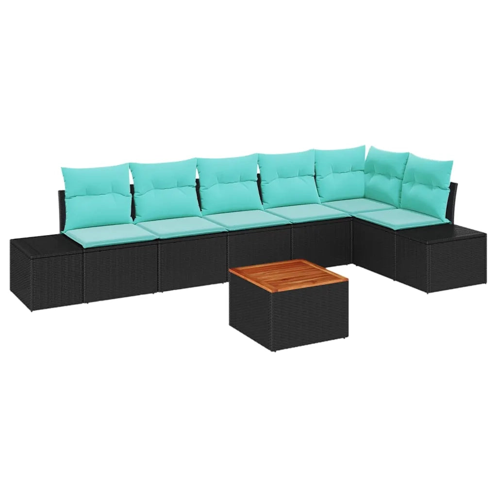 Set Divano da Giardino 7 pz Nero e turchese 3356639