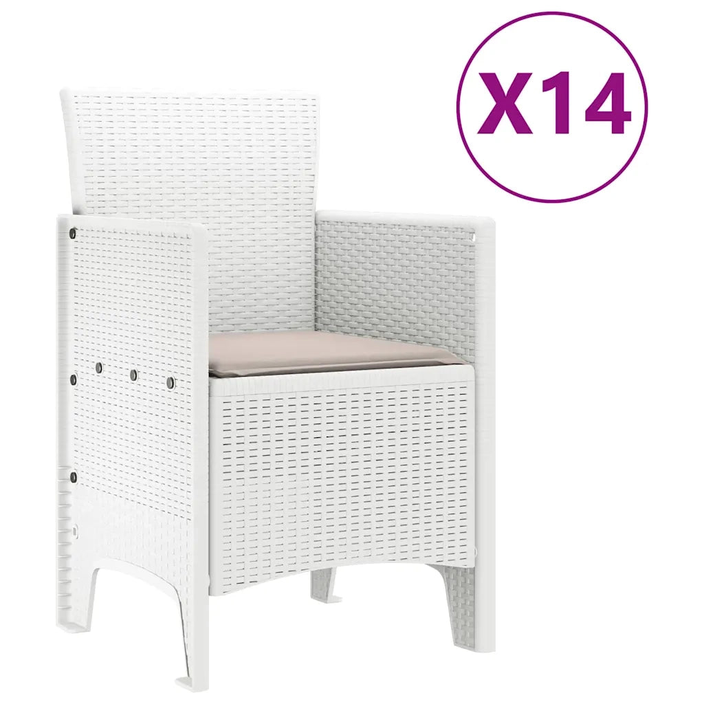 Set da pranzo da giardino con cuscini 15 pcs Bianco PP 3378803
