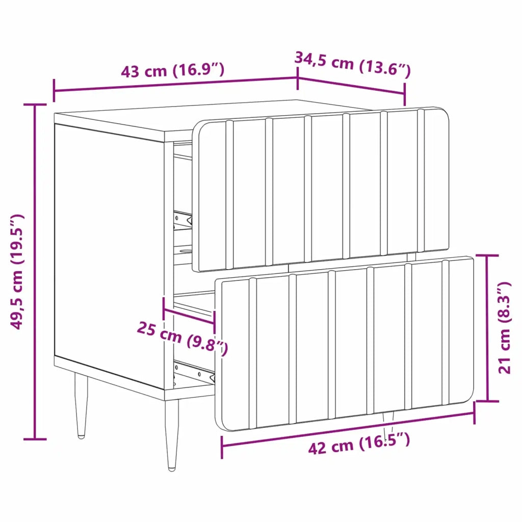 Set di 2 Comodini | Armadio da Notte | Mobiletto da notte Bianco Lucido 43 x 34,5 x 49,5 cm