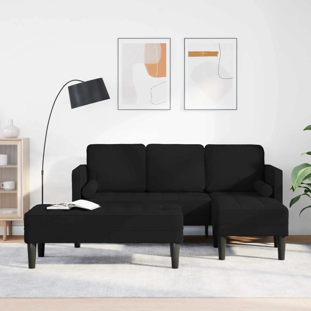 Set di divani con cuscino 2 pcs Nero Poliestere 3329254
