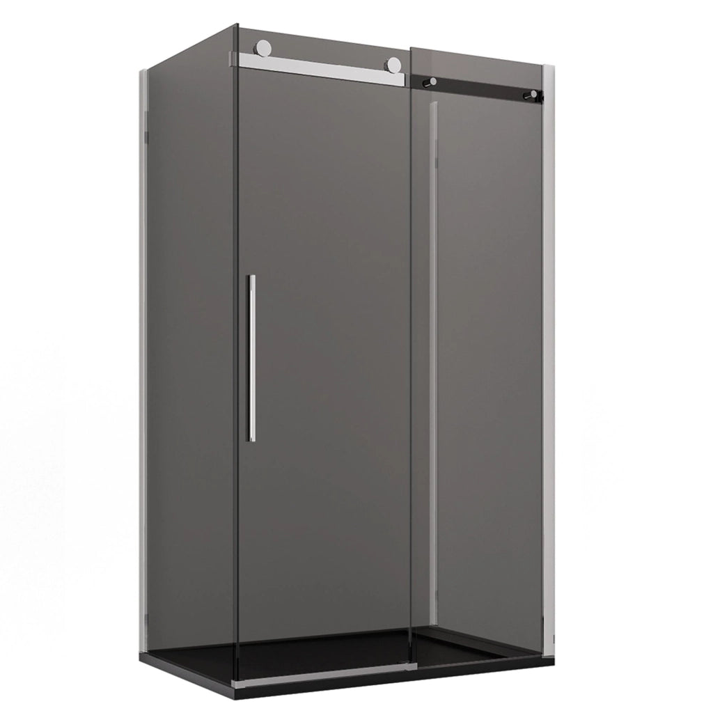 Box Doccia 3 Lati 70x140x70 cm 1 Anta Scorrevole in Cristallo Fumè 8mm H195 Bonussi Alina