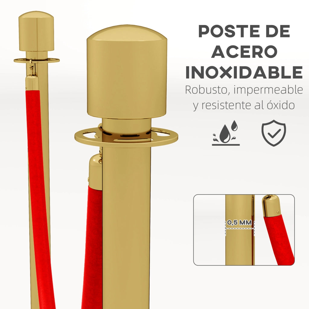 Separatori per ambienti ¨C Minimal ¨C Acciaio inox con base dorata e corda rossa