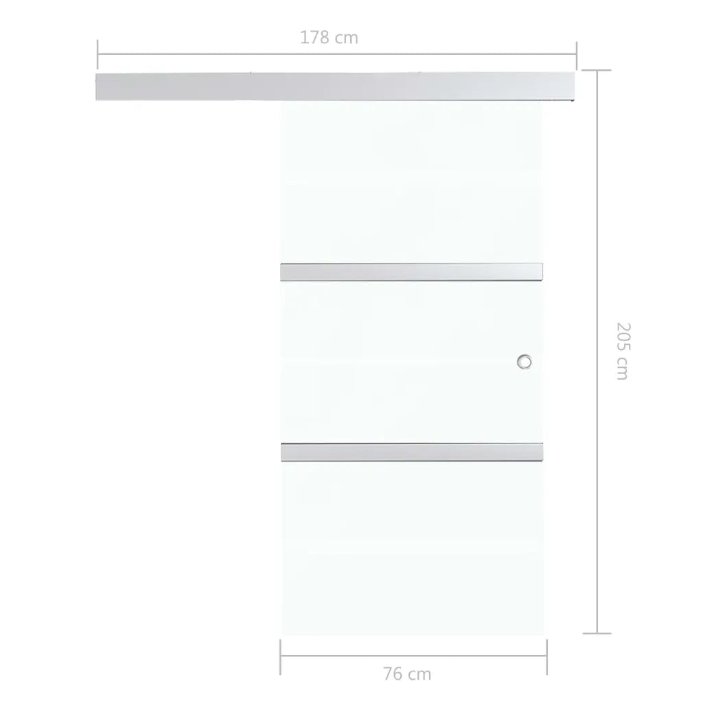 Porta Scorrevole con Fermi in Vetro ESG e Alluminio 76x205 cm 288061