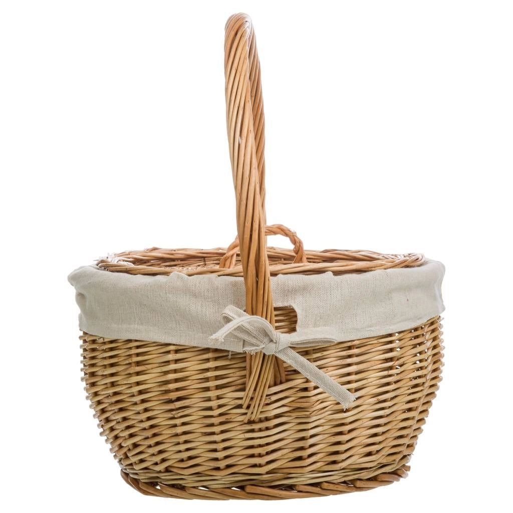 Cesto in vimini marrone foderato 32x32x20/28h