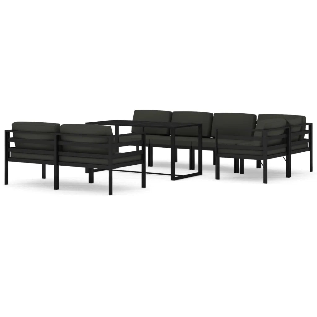 Set Divani da Giardino 8 pz con Cuscini in Alluminio Antracite