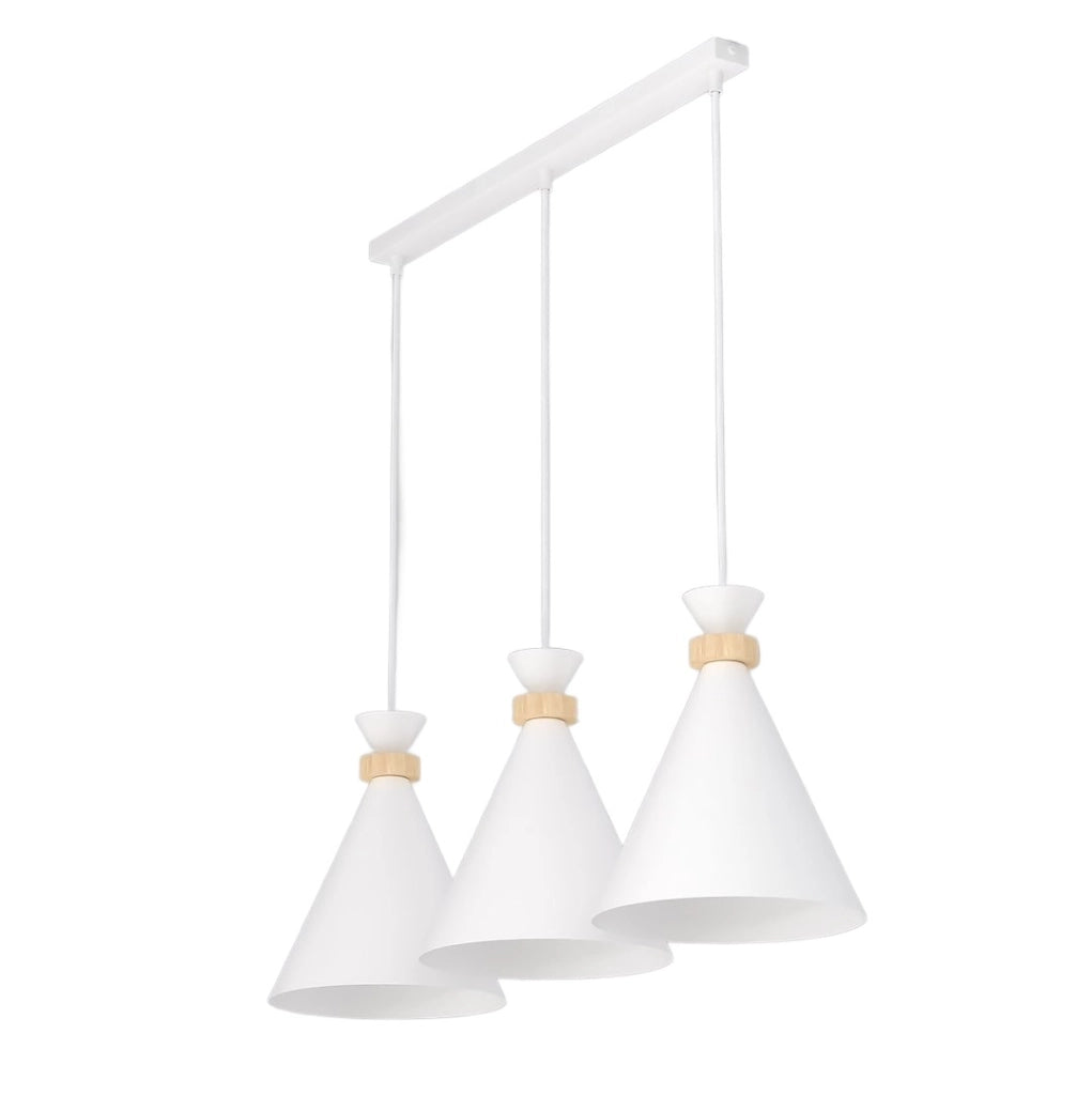 Lampadario ZERO bianco 3xE27 legno Emibig