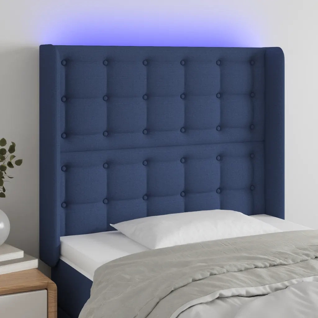 Testiera a LED-Testata con LED Blu 93x16x118/128 cm in Tessuto 513547