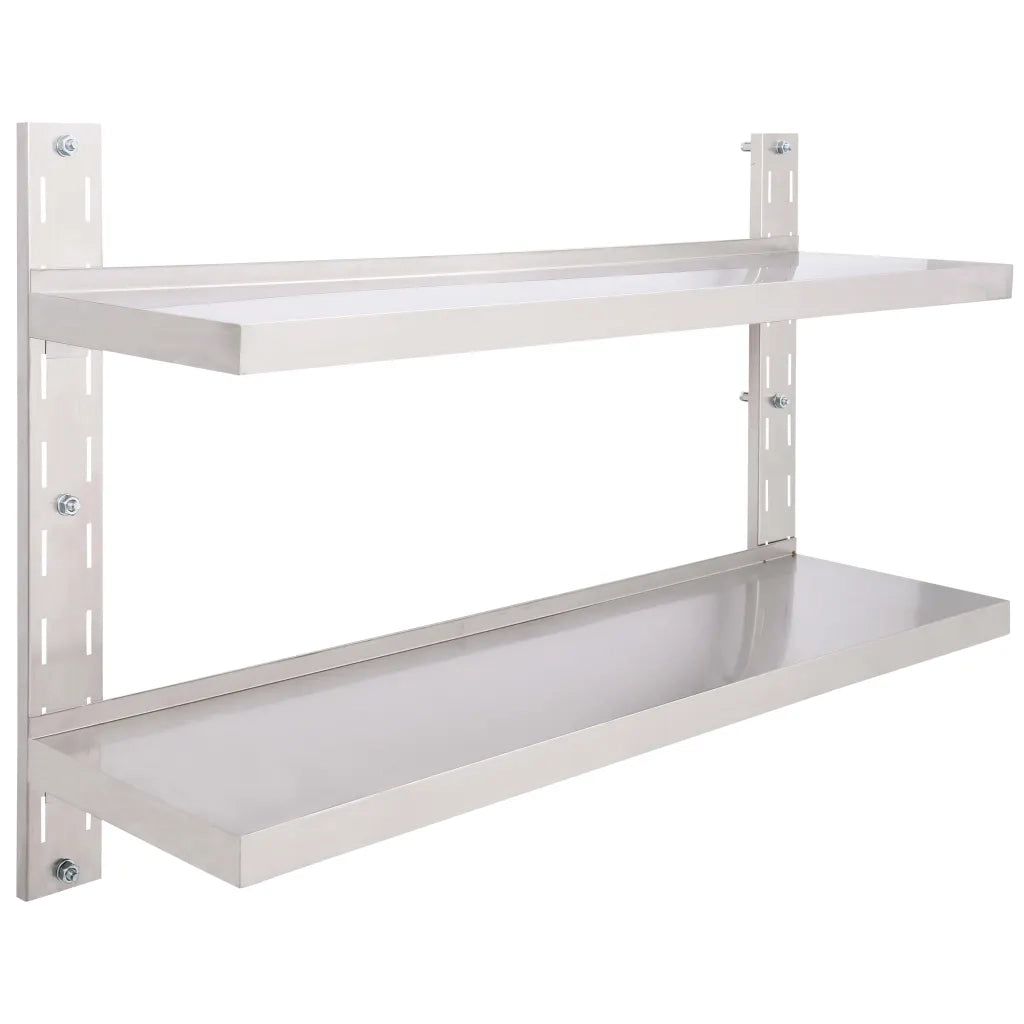Mensola a Sospensione a 2 Livelli in Acciaio Inox 120x30 cm 51048