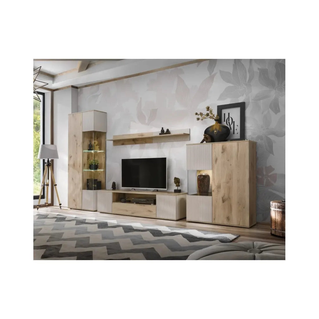 Vetrina ERINA – 2 porte – Rovere chiaro e beige