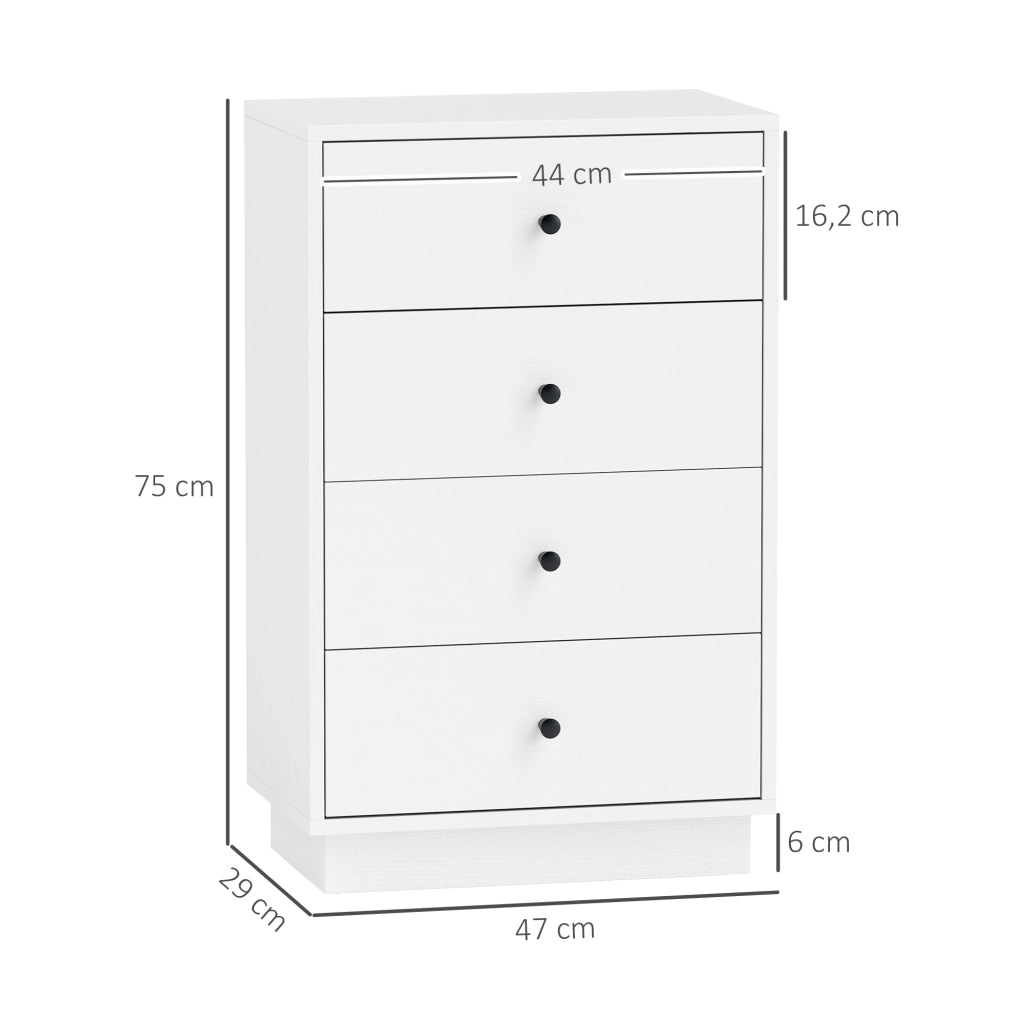 Cassettiera Sideboard con 7 Cassetti ¨C Minimal ¨C Legno Bianco 47x29x75 cm