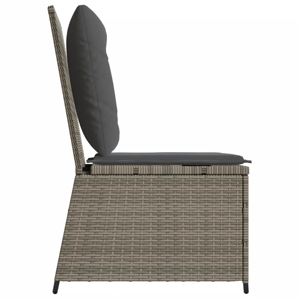 Divano Reclinabile da Giardino con Cuscini-Sofa da Giardino-Divano da esterno Grigio in Polyrattan