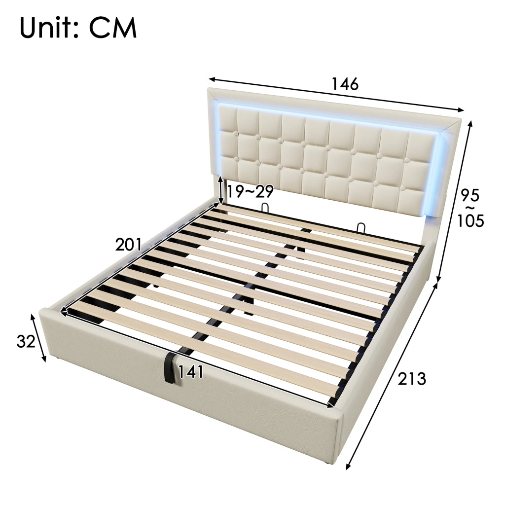 letto imbottito in pu bianco 140x200 cm
