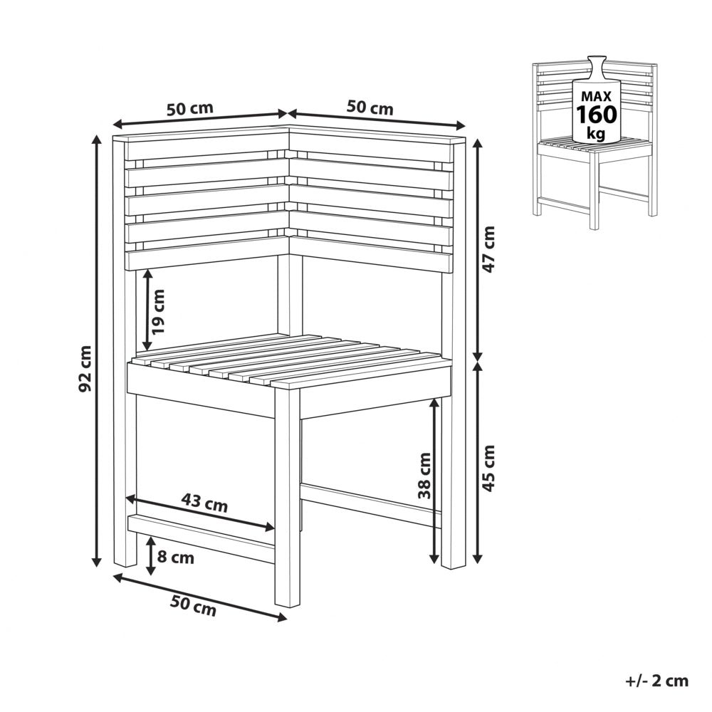Mobili da balcone modulari 1 posto Sezione Angolare Legno di Acacia Sedia