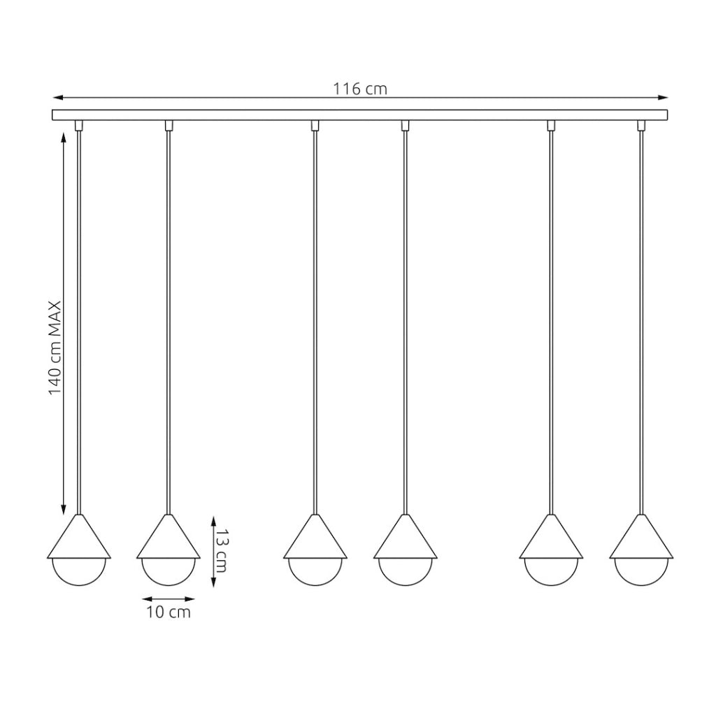 Lampada sospesa GIRO 6 luci G9 nero e bianco Emibig