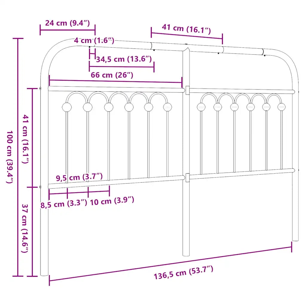 Testiera di Ricambio in Metallo Bianco 135 cm 376681
