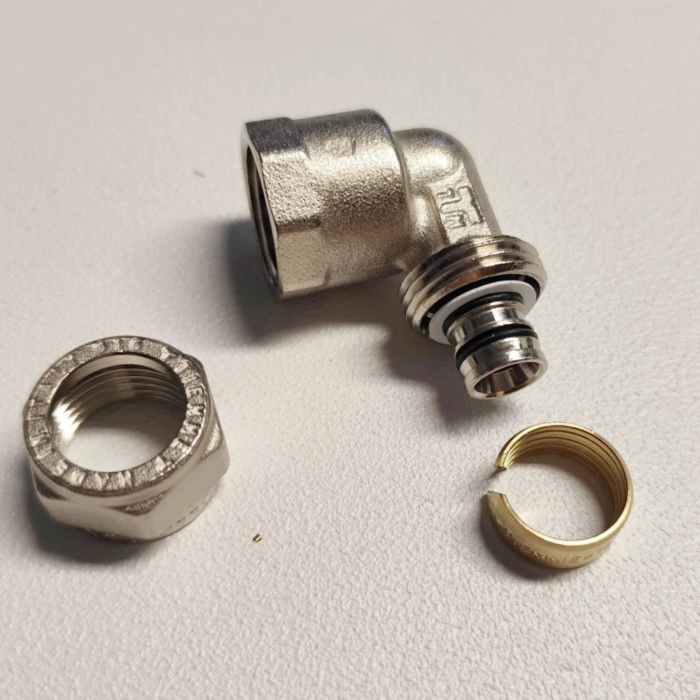 Raccordo 20x1/2'' curvo gomito f femmina a stringere per tubo multistrato
