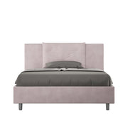 BS COM Letto queen size contenitore imbottito 150x200 microfibra glicine