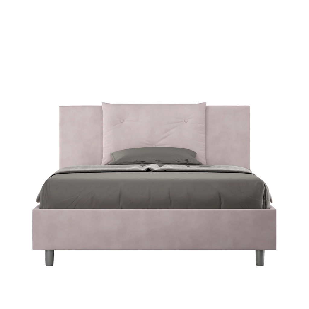 BS COM Letto queen size contenitore imbottito 150x200 microfibra glicine